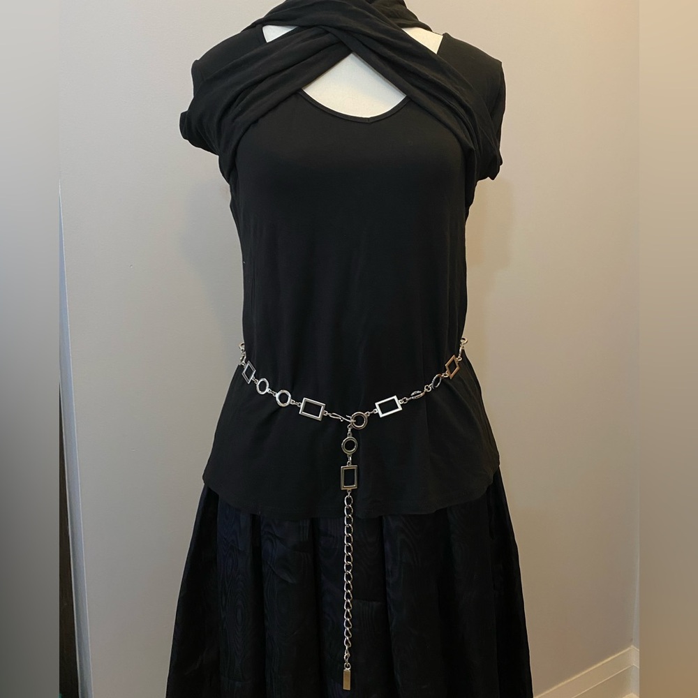 Silver Tone Metal Chain Belt Size M - Picture 3 of 9